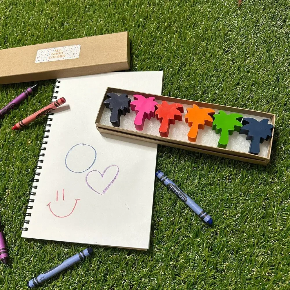 2/$30 Palm Tree Crayons (6), Kids Boys Girls, Tropical Hawaiian Beach B-day Gift
